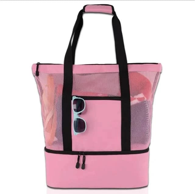 Spacious Waterproof Tote Bag with Stable Base and Open Mesh Design