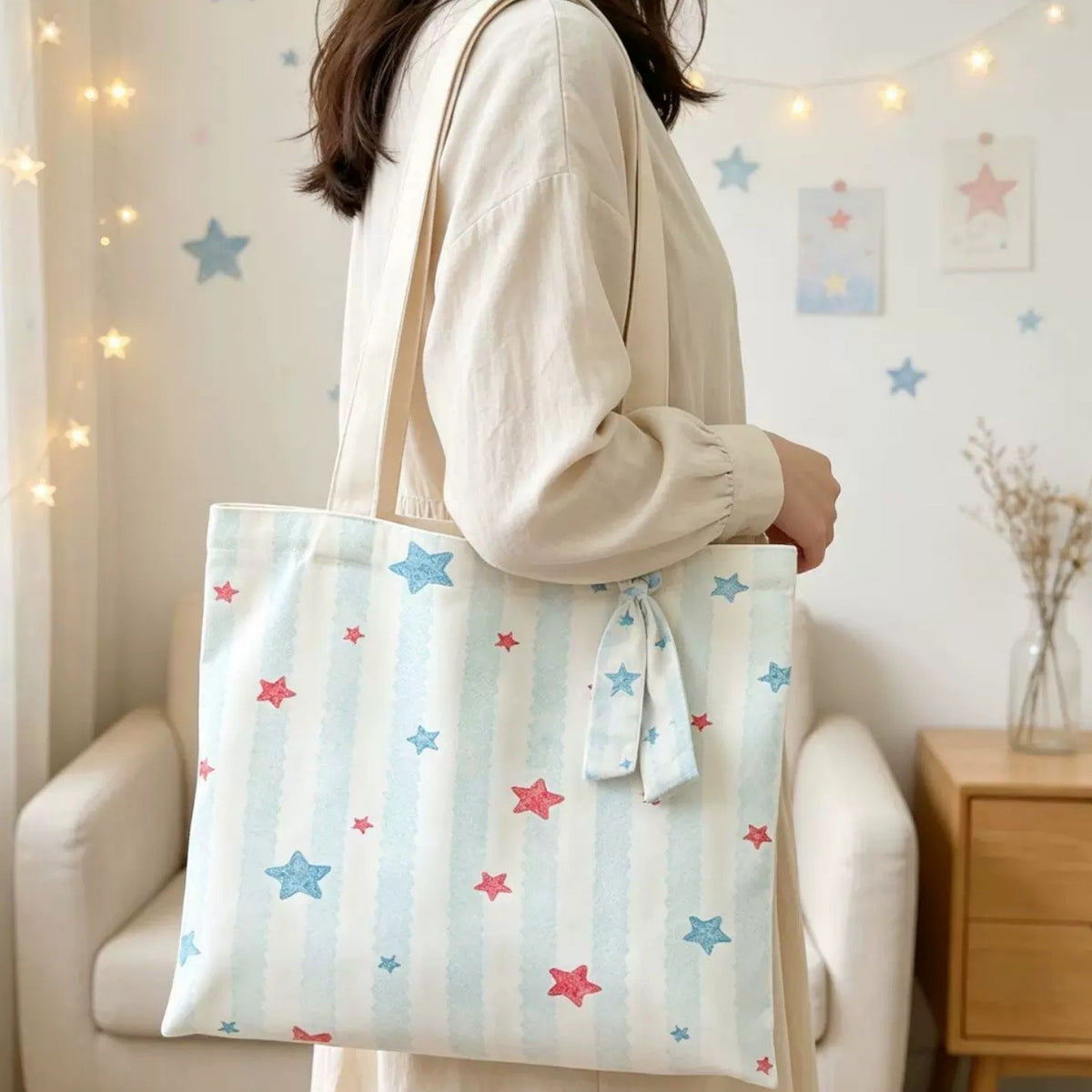Star Print Tote Bag