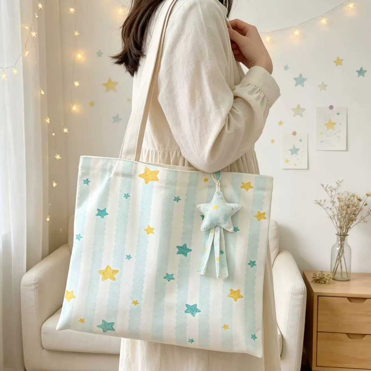 Star Print Tote Bag