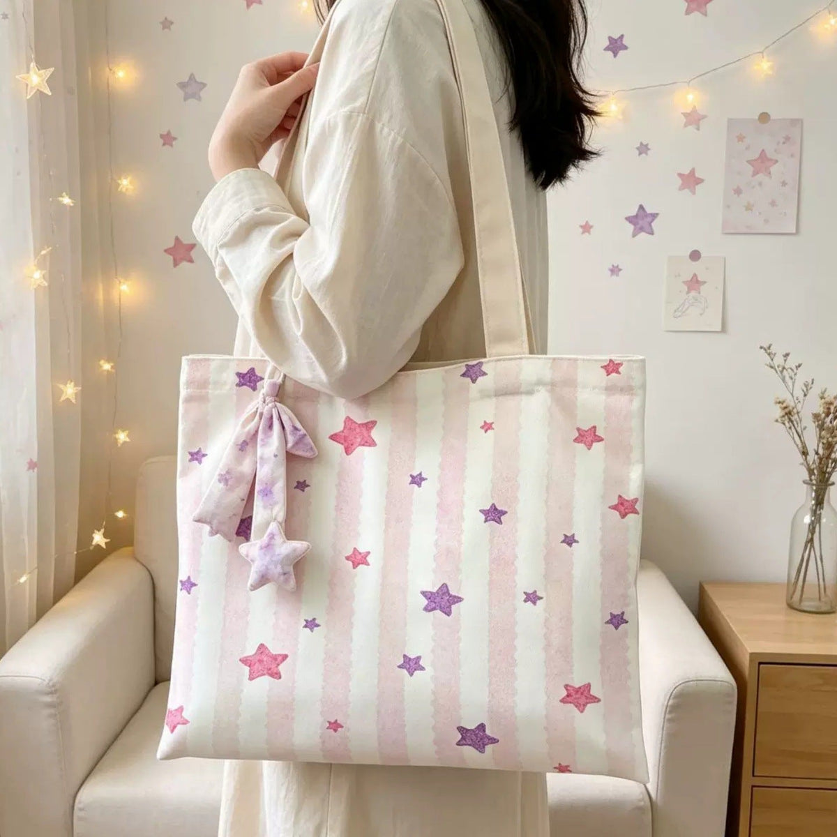 Star Print Tote Bag
