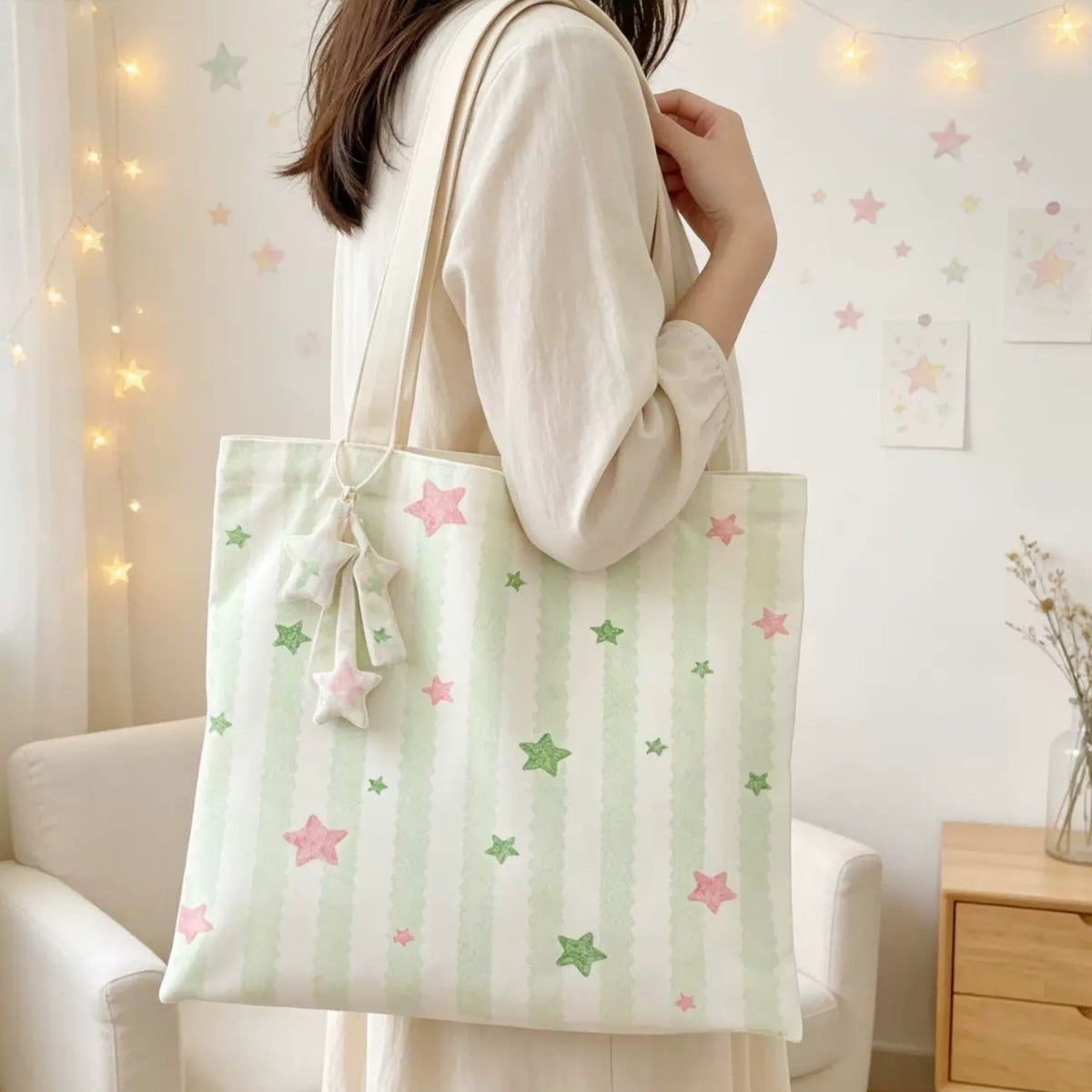 Star Print Tote Bag