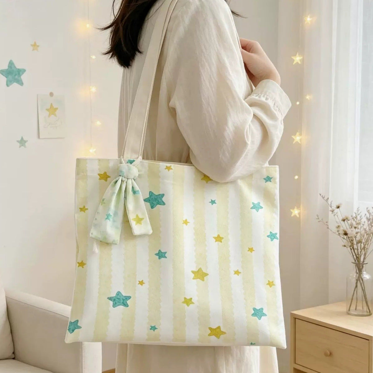 Star Print Tote Bag