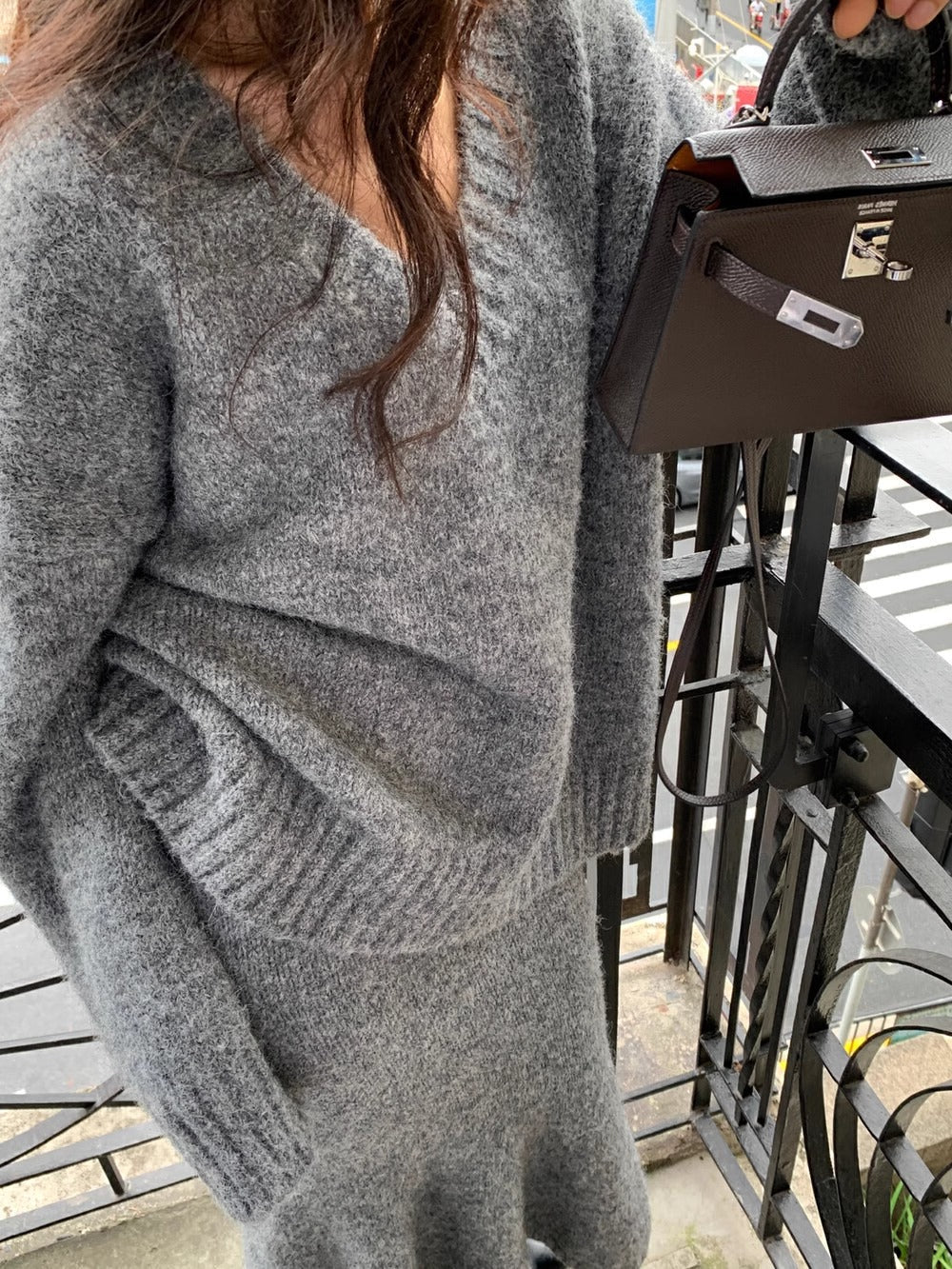 Image of Stephanie | Women's V-Neck Knit Sweater Set