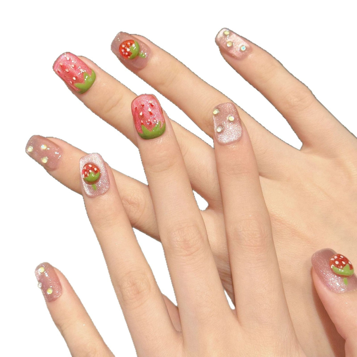 Strawberry-Themed Press-On Nail Set