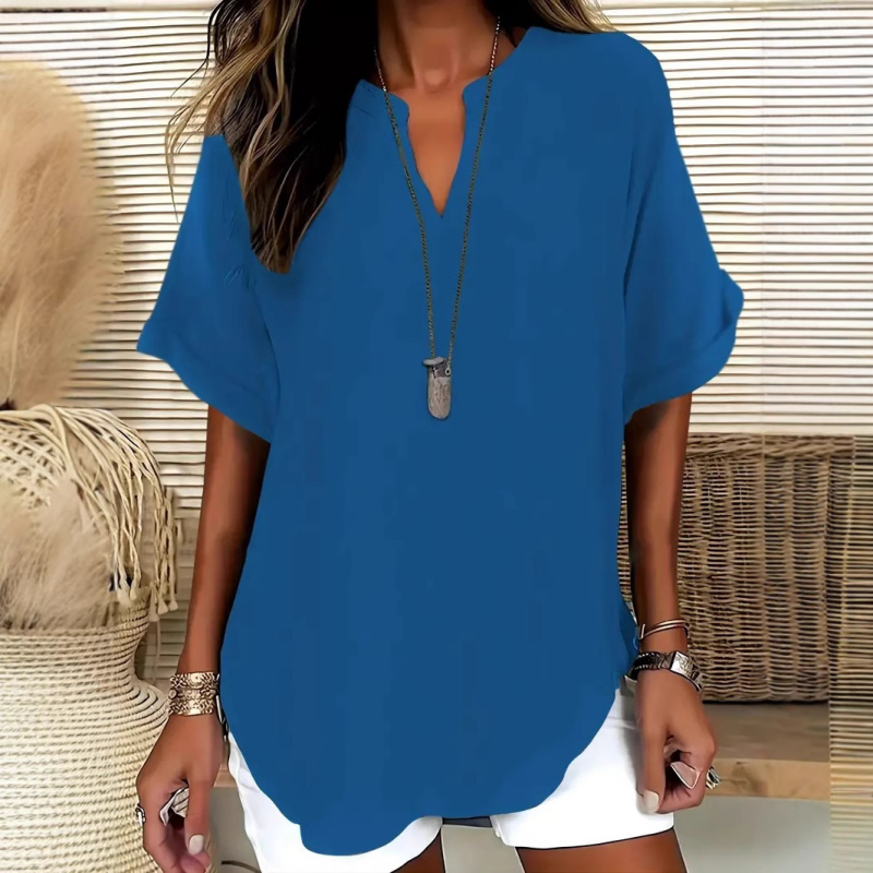 Stylish Mid Sleeve V-Neck Blouse
