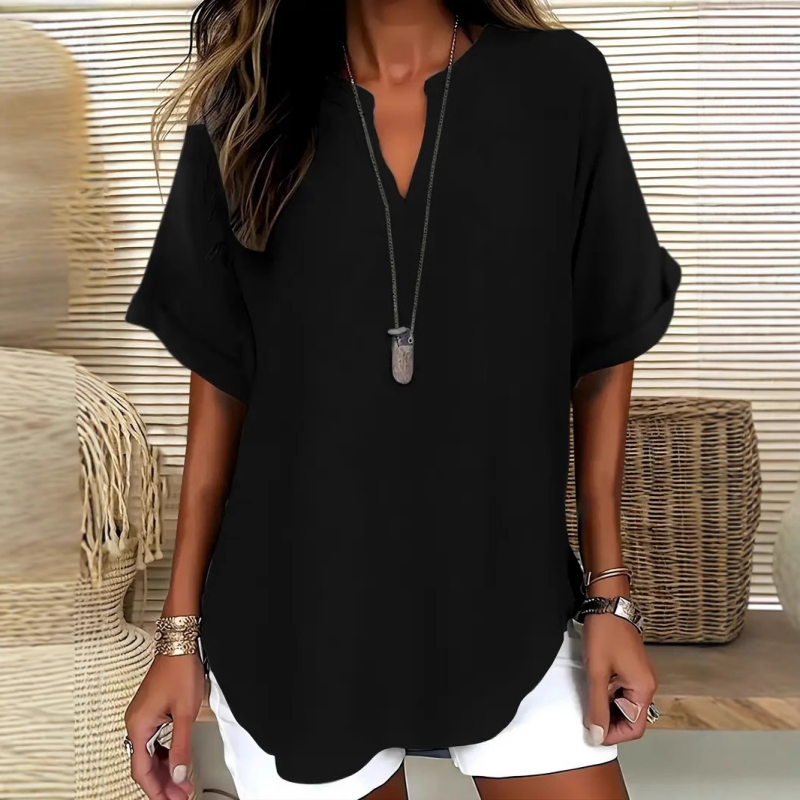 Stylish Mid Sleeve V-Neck Blouse