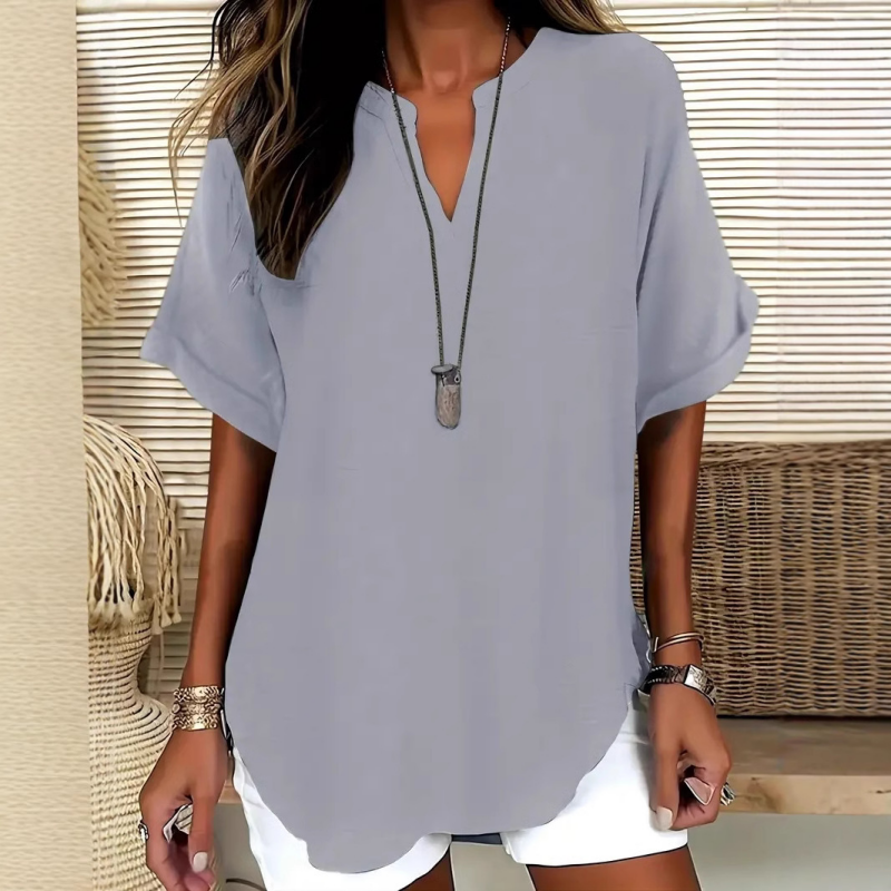 Stylish Mid Sleeve V-Neck Blouse