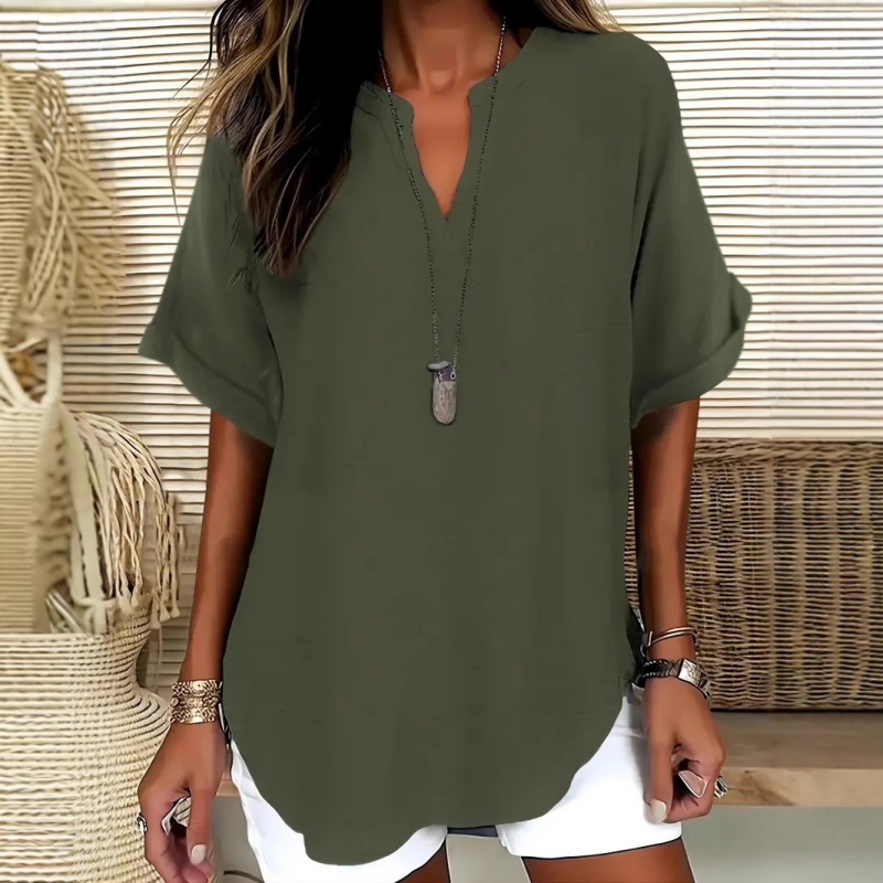 Stylish Mid Sleeve V-Neck Blouse