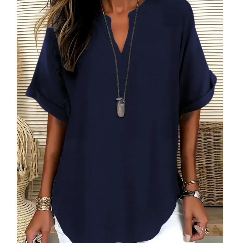 Stylish Mid Sleeve V-Neck Blouse