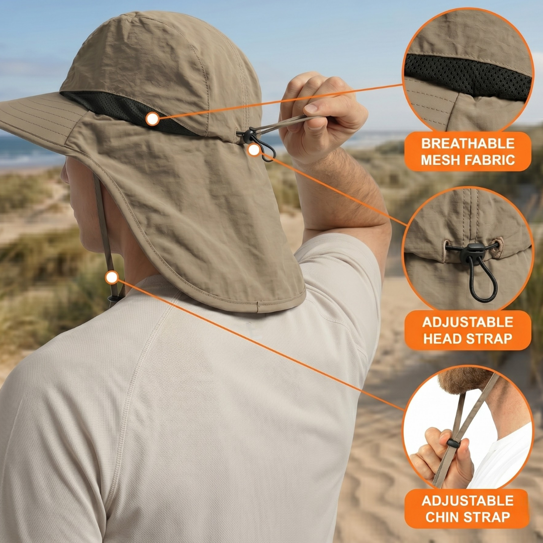 Sun Protection Hat with Neck Flap | UPF 50