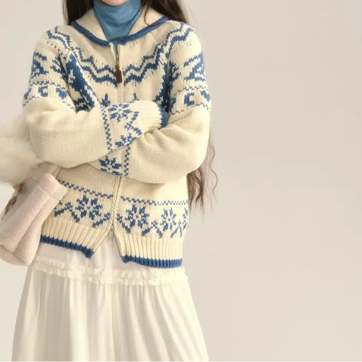 Image of Susan | Women's Zip-Up Fair Isle Cardigan