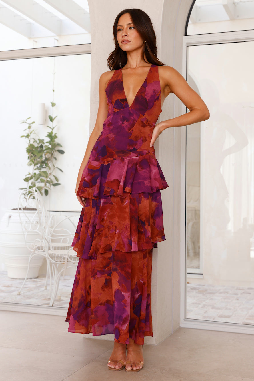 Image of Sylvia | Women's V-Neck Tiered Maxi Dress