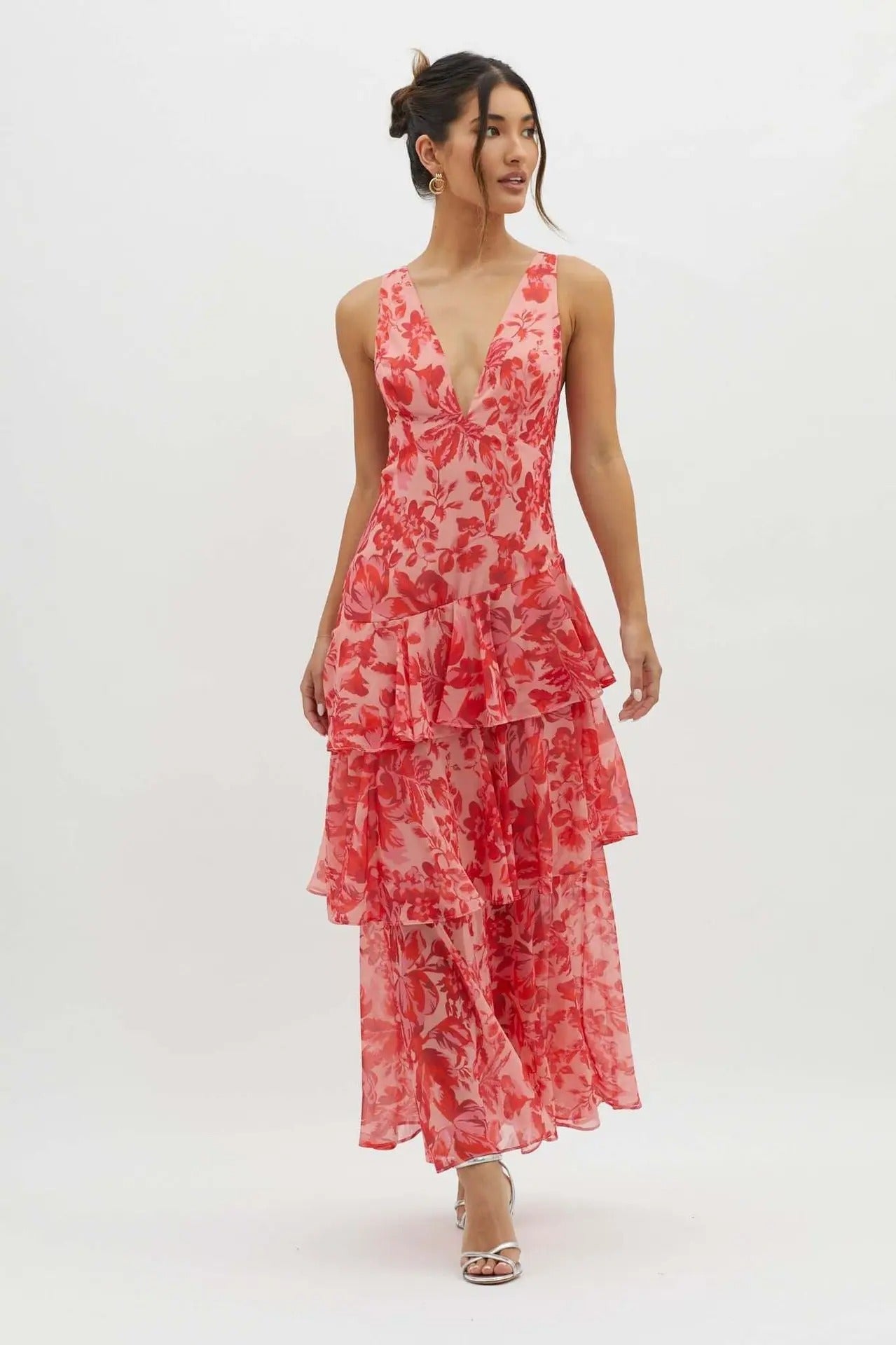 Image of Sylvia | Women's V-Neck Tiered Maxi Dress