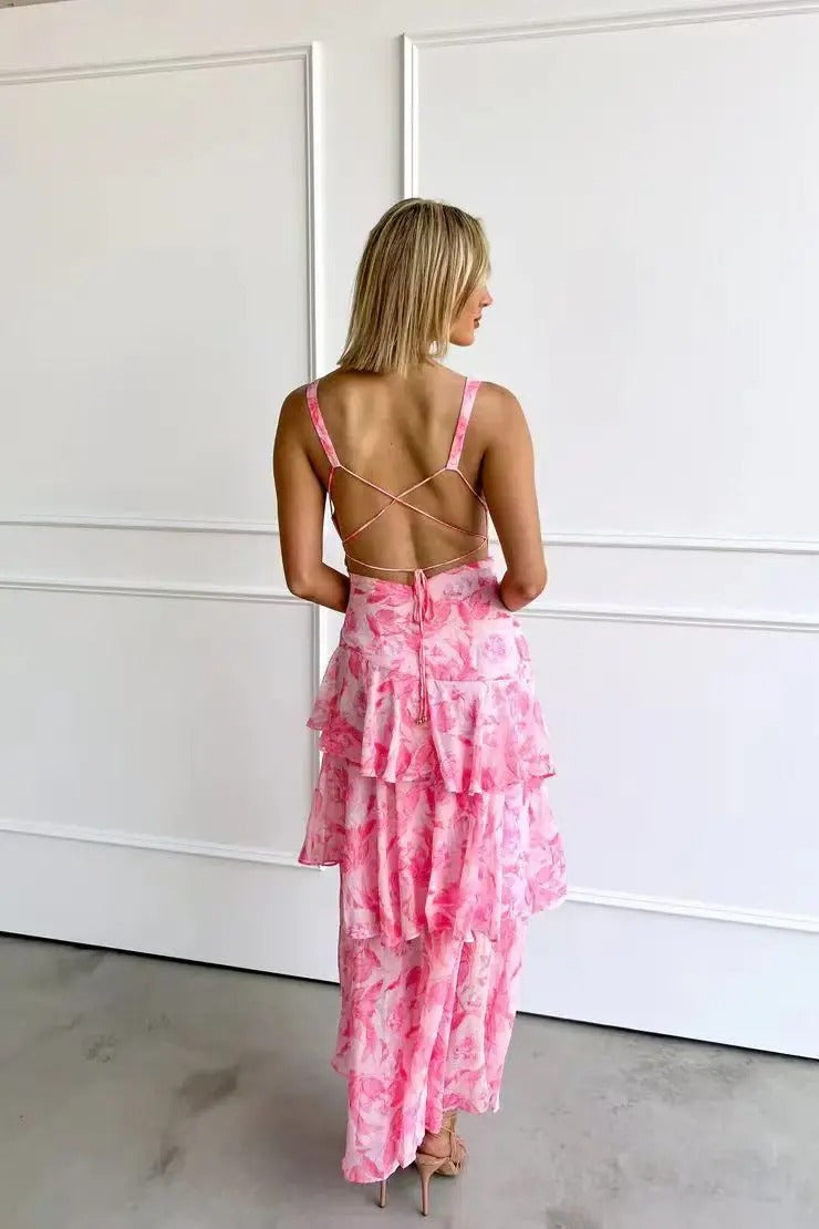 Image of Sylvia | Women's V-Neck Tiered Maxi Dress