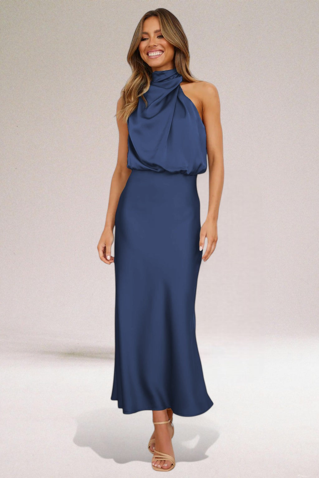 Image of Tammy | Women's Sleeveless Halter Midi Dress