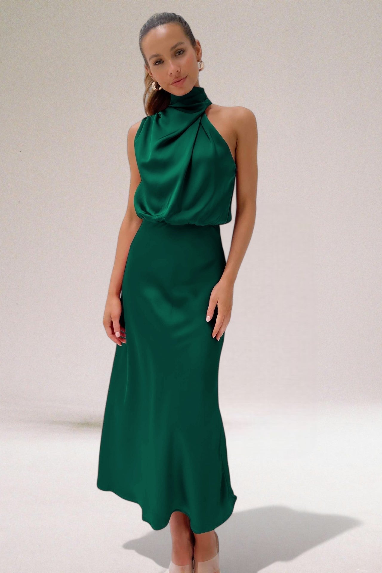 Image of Tammy | Women's Sleeveless Halter Midi Dress
