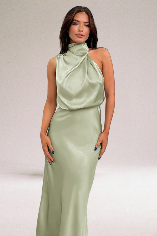 Image of Tammy | Women's Sleeveless Halter Midi Dress