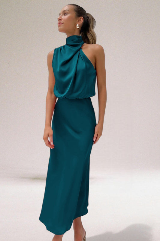 Image of Tammy | Women's Sleeveless Halter Midi Dress