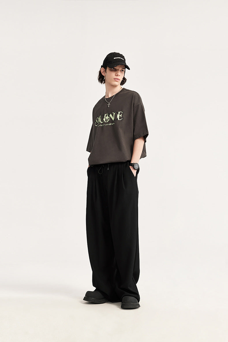 Image of Taylor | Men's Wide Leg Pleated Drawstring Trousers