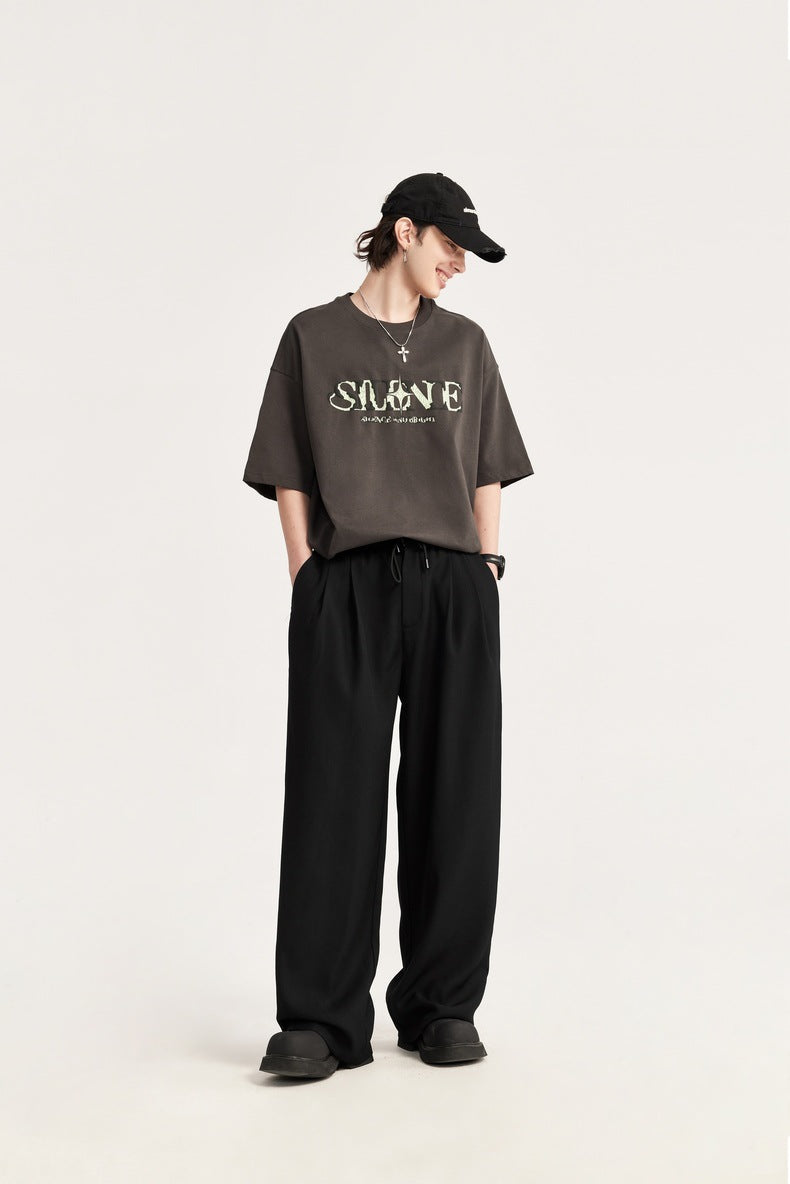Image of Taylor | Men's Wide Leg Pleated Drawstring Trousers