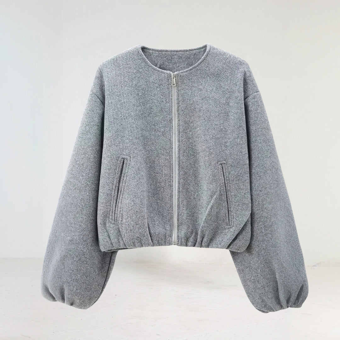 Image of Teresa | Women's Balloon Sleeve Zip-Up Bomber Jacket
