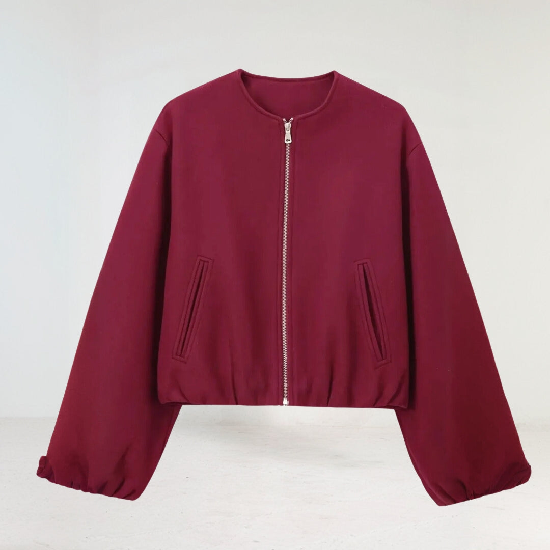 Image of Teresa | Women's Balloon Sleeve Zip-Up Bomber Jacket