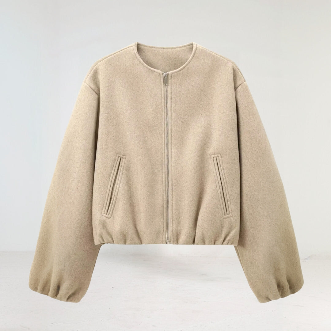 Image of Teresa | Women's Balloon Sleeve Zip-Up Bomber Jacket
