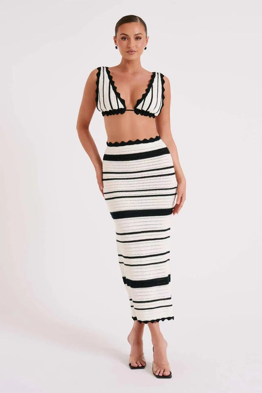 Teresa | Women's Scalloped Bodycon Midi Skirt Set - Image 1