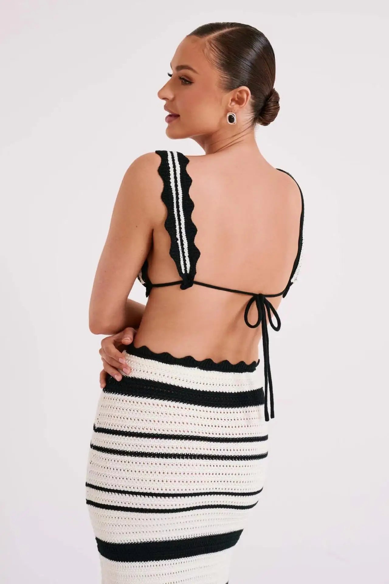 Teresa | Women's Scalloped Bodycon Midi Skirt Set - Image 2