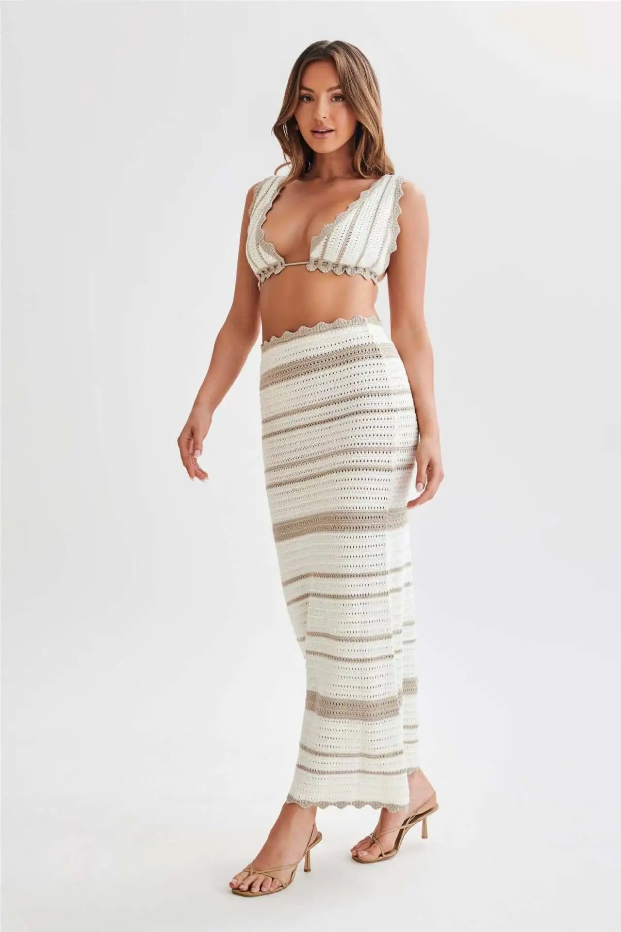 Teresa | Women's Scalloped Bodycon Midi Skirt Set - Image 5