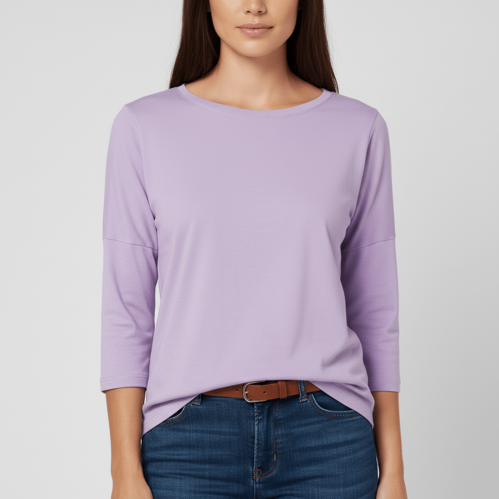 Three-Quarter Sleeve Crew Neck T-Shirt
