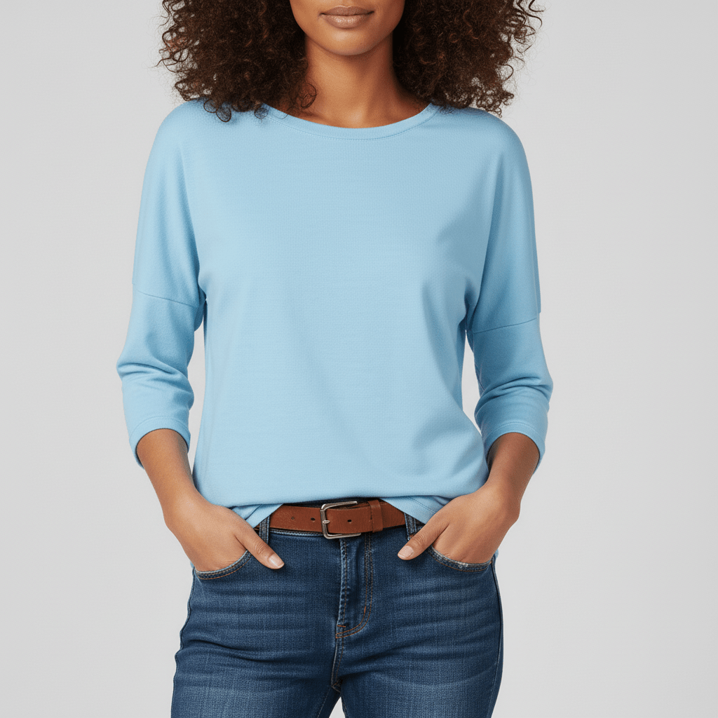 Three-Quarter Sleeve Crew Neck T-Shirt