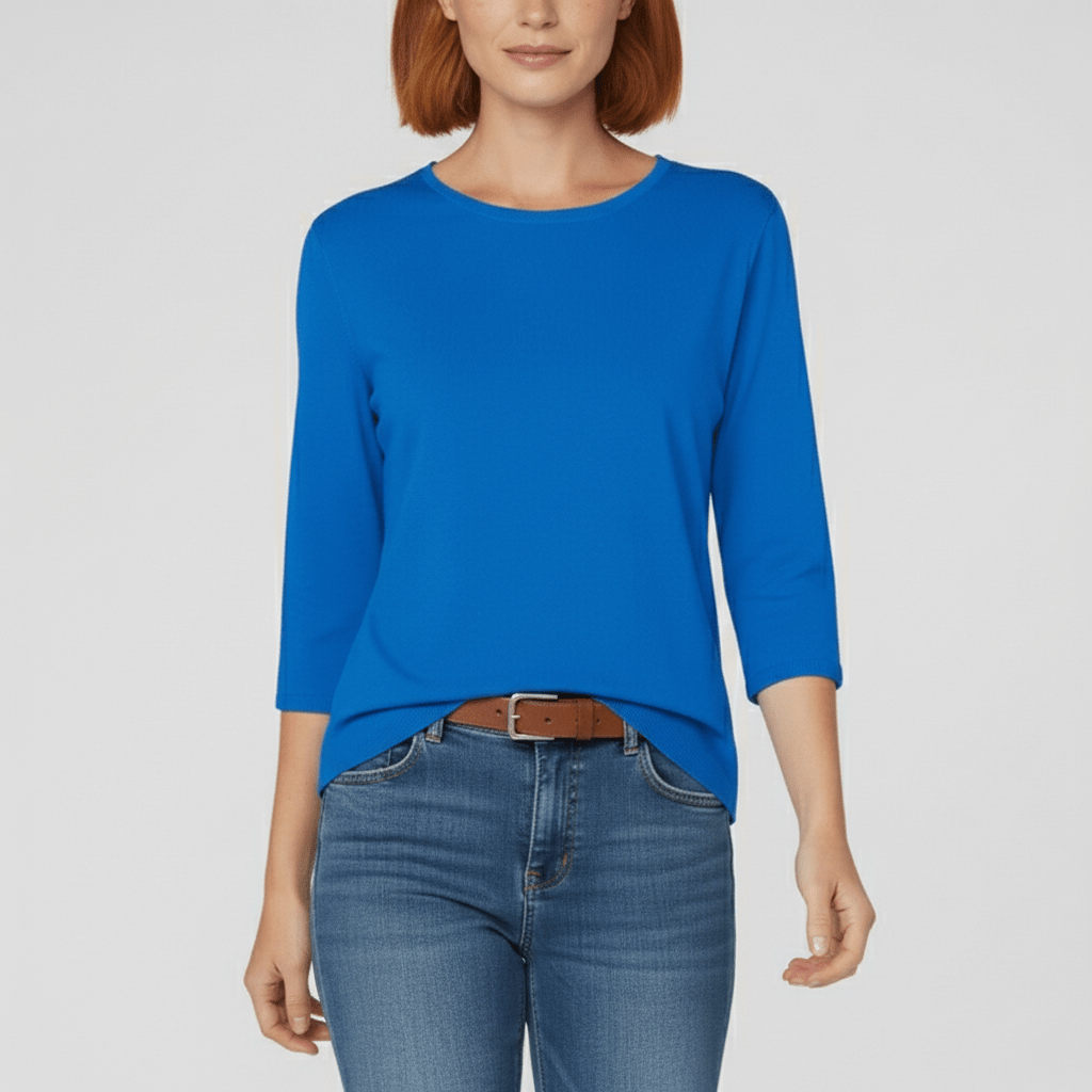 Three-Quarter Sleeve Crew Neck T-Shirt