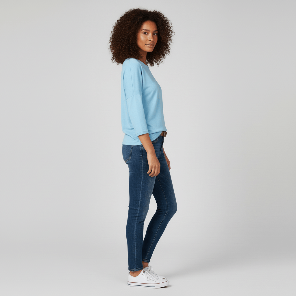 Three-Quarter Sleeve Crew Neck T-Shirt