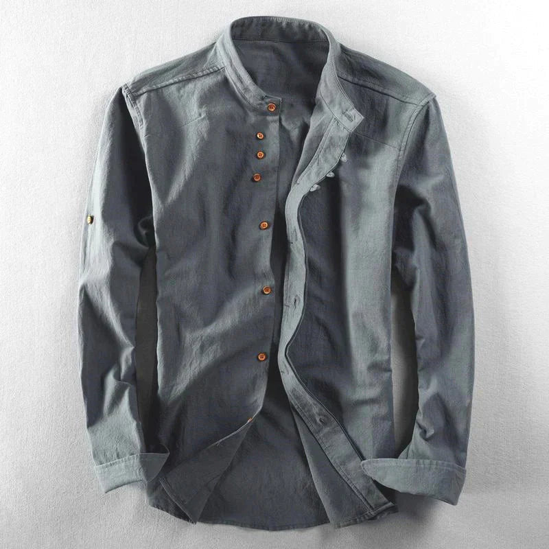 Image of Timothy | Men's Mandarin Collar Button-Down Shirt