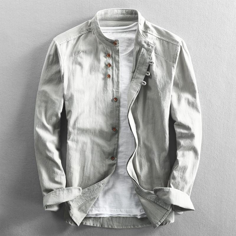 Image of Timothy | Men's Mandarin Collar Button-Down Shirt