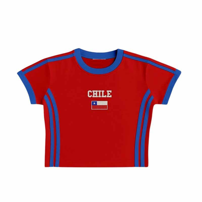 Unisex Fitted Retro Sporty Short Sleeve T-Shirt with Flag Motif