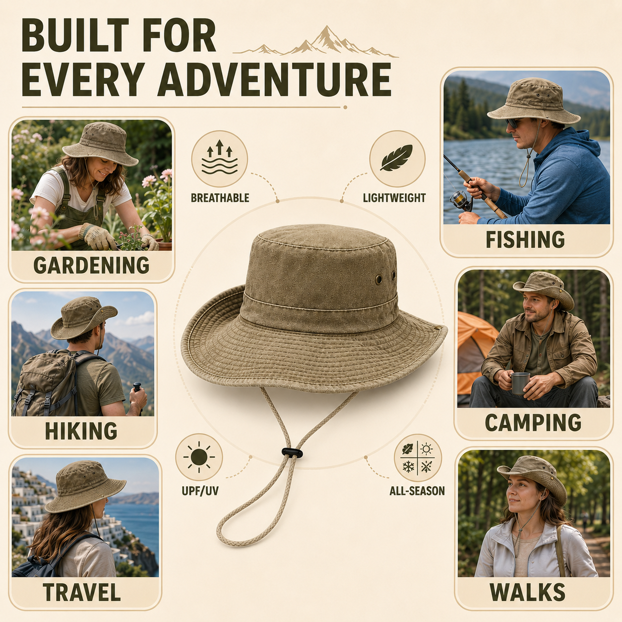 Unisex Flat-Top Solid Bucket Hat