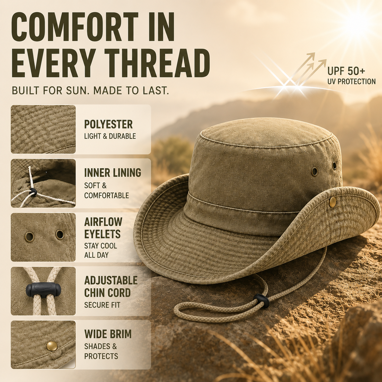 Unisex Flat-Top Solid Bucket Hat