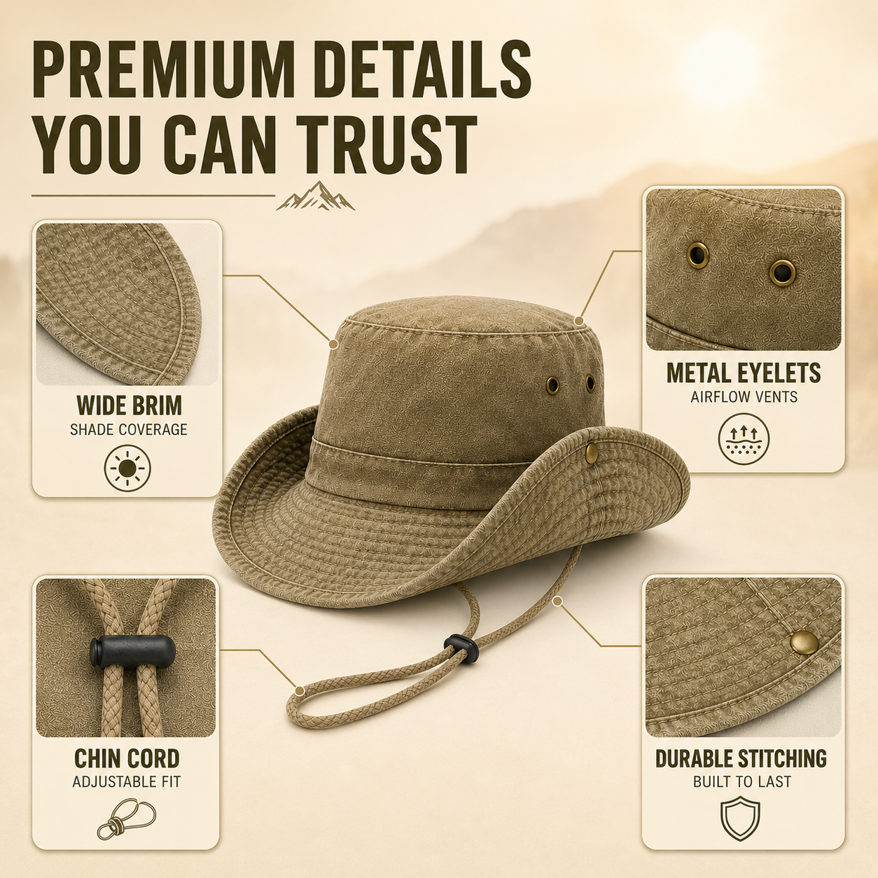 Unisex Flat-Top Solid Bucket Hat