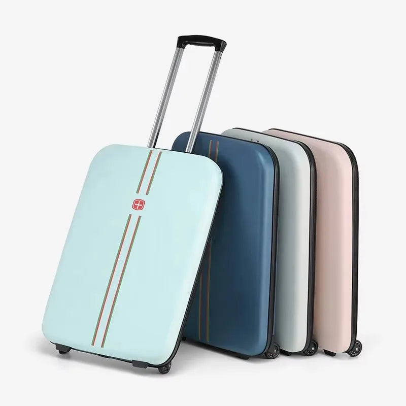 Unisex Foldable Hard Shell Rolling Suitcase