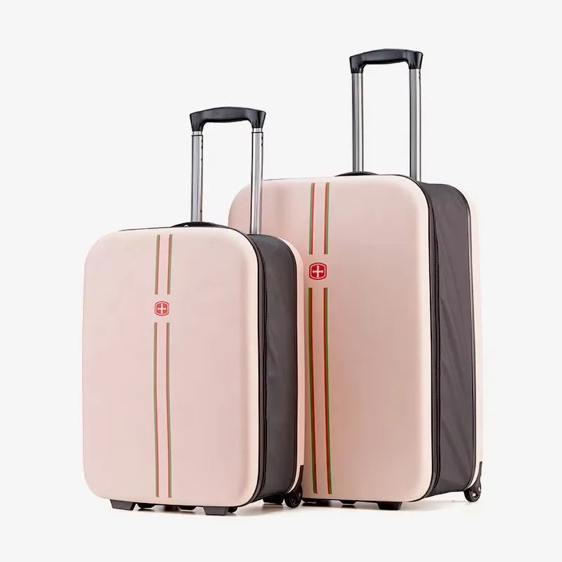 Unisex Foldable Hard Shell Rolling Suitcase