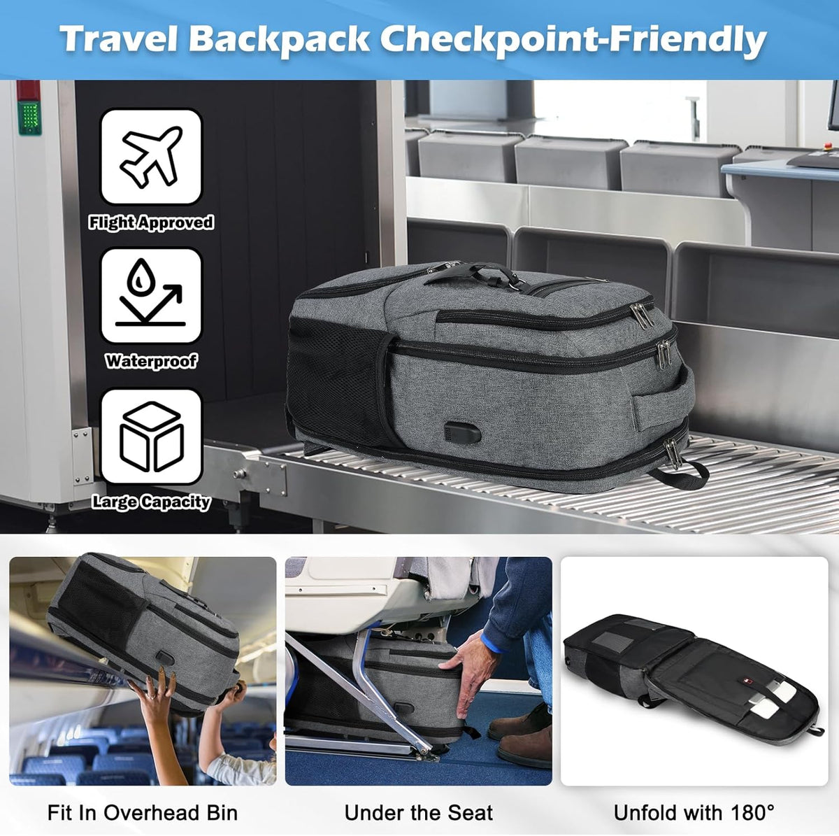 Unisex Water-Resistant Laptop Backpack with Insulated Lunch Pocket