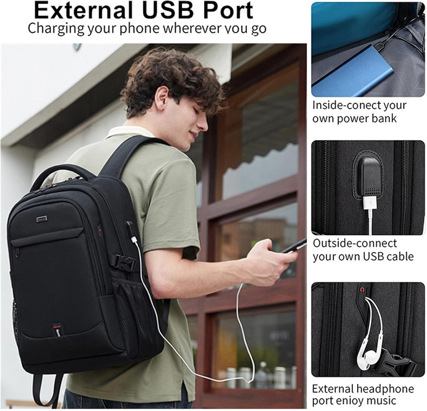 Unisex Water-Resistant Laptop Travel Backpack with Smart Organisation