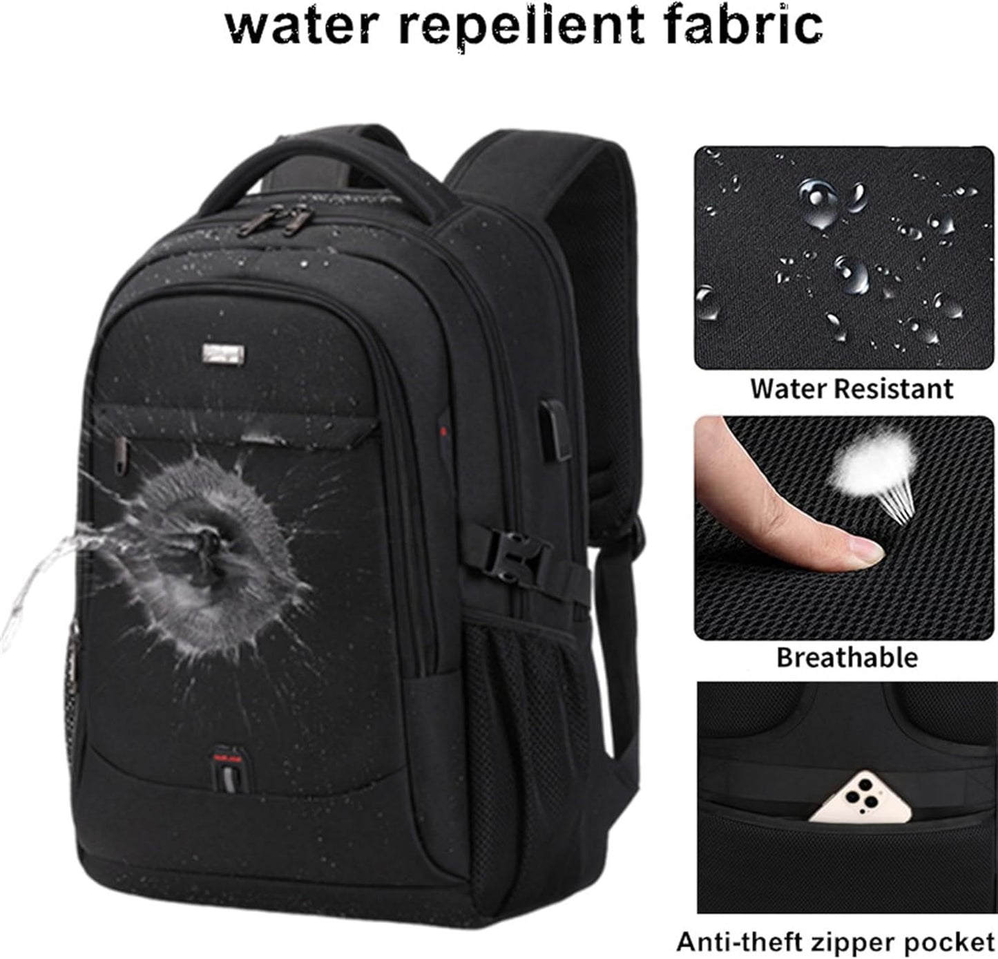 Unisex Water-Resistant Laptop Travel Backpack with Smart Organisation