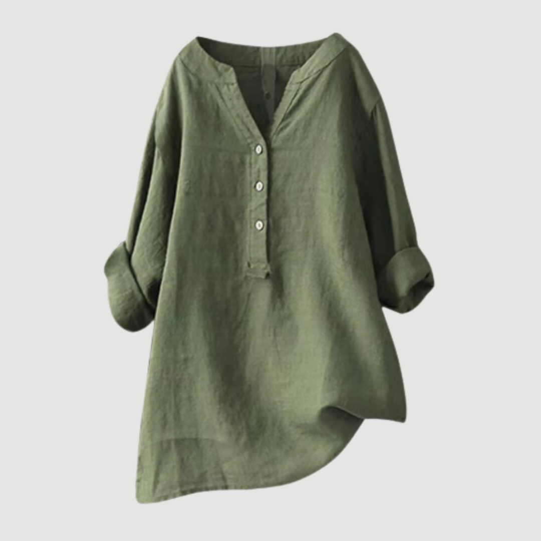 V-Neck Button-Down Shirt