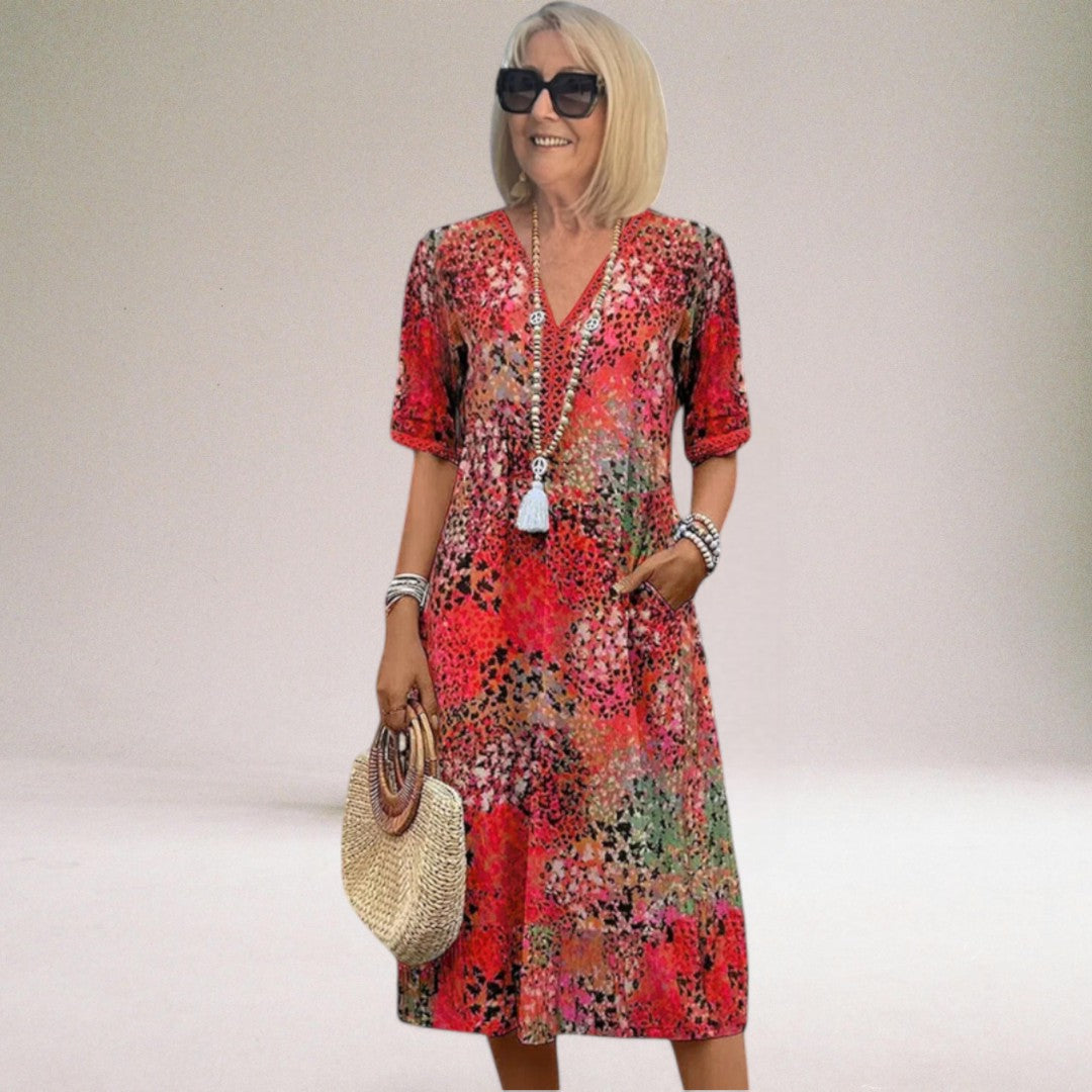 Image of Vanessa | Women's V-Neck Midi Dress