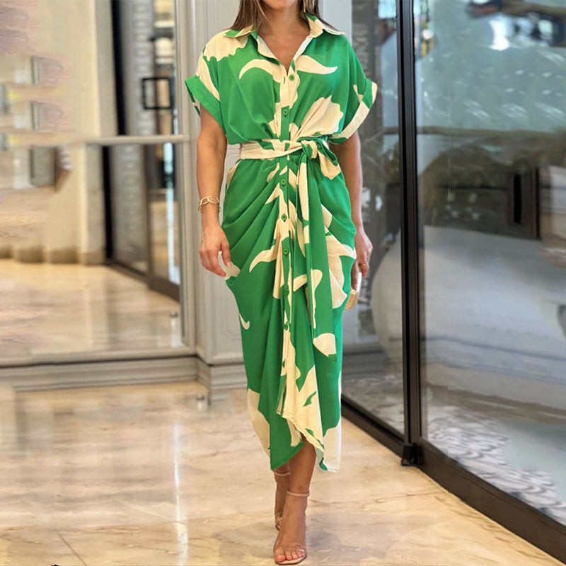Image of Veronica | Women's Tie Waist Midi Shirt Dress