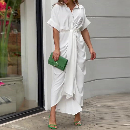 Image of Veronica | Women's Tie Waist Midi Shirt Dress