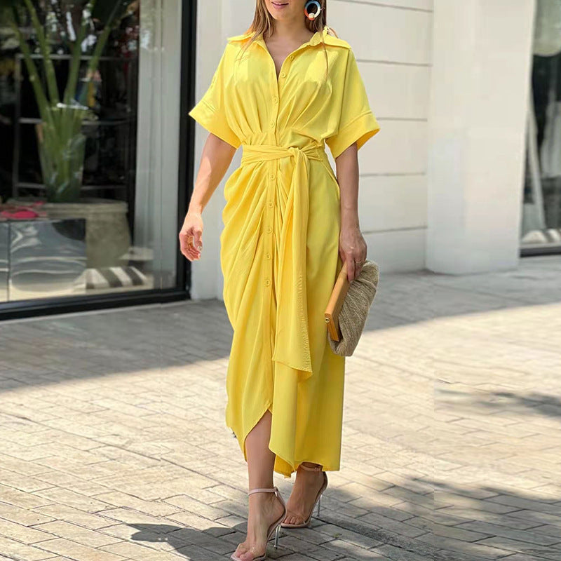 Image of Veronica | Women's Tie Waist Midi Shirt Dress